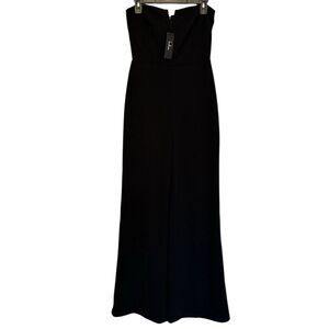 Lulu's Strapless Jumpsuit‎ Size Medium Black Romper Staple Piece Wide Leg NWT